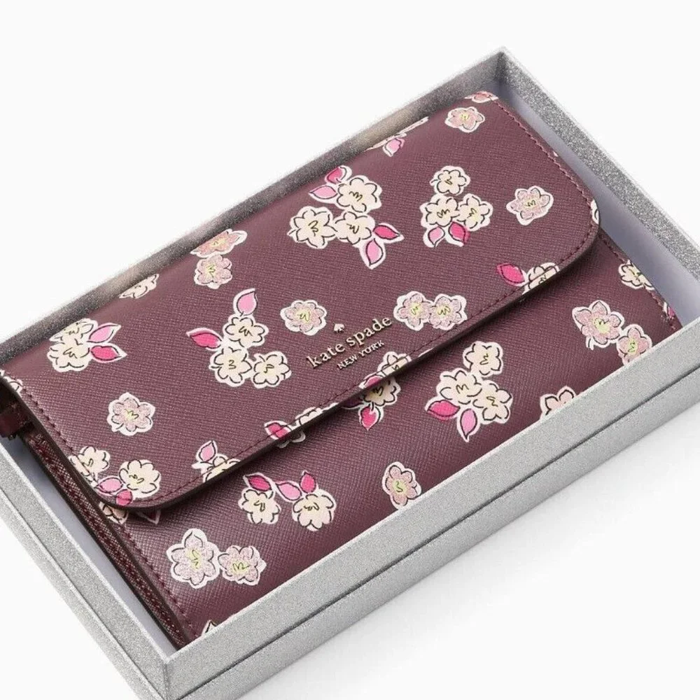Kate Spade Women Large Continental Wallet Deep Berry Multi, NWT - Picture 2 of 7